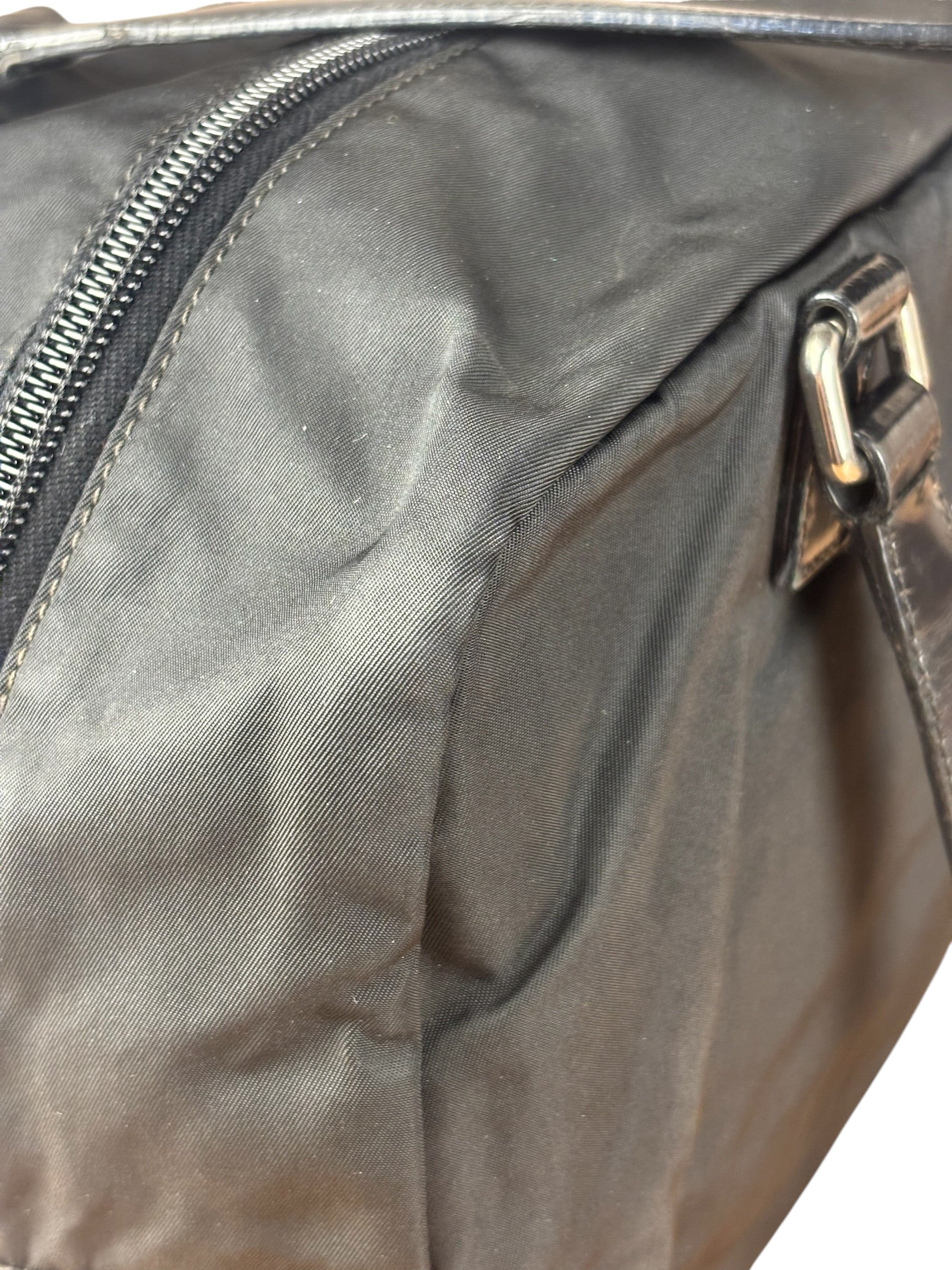 Prada Vintage Black Nylon/Patent Shoulder Bag