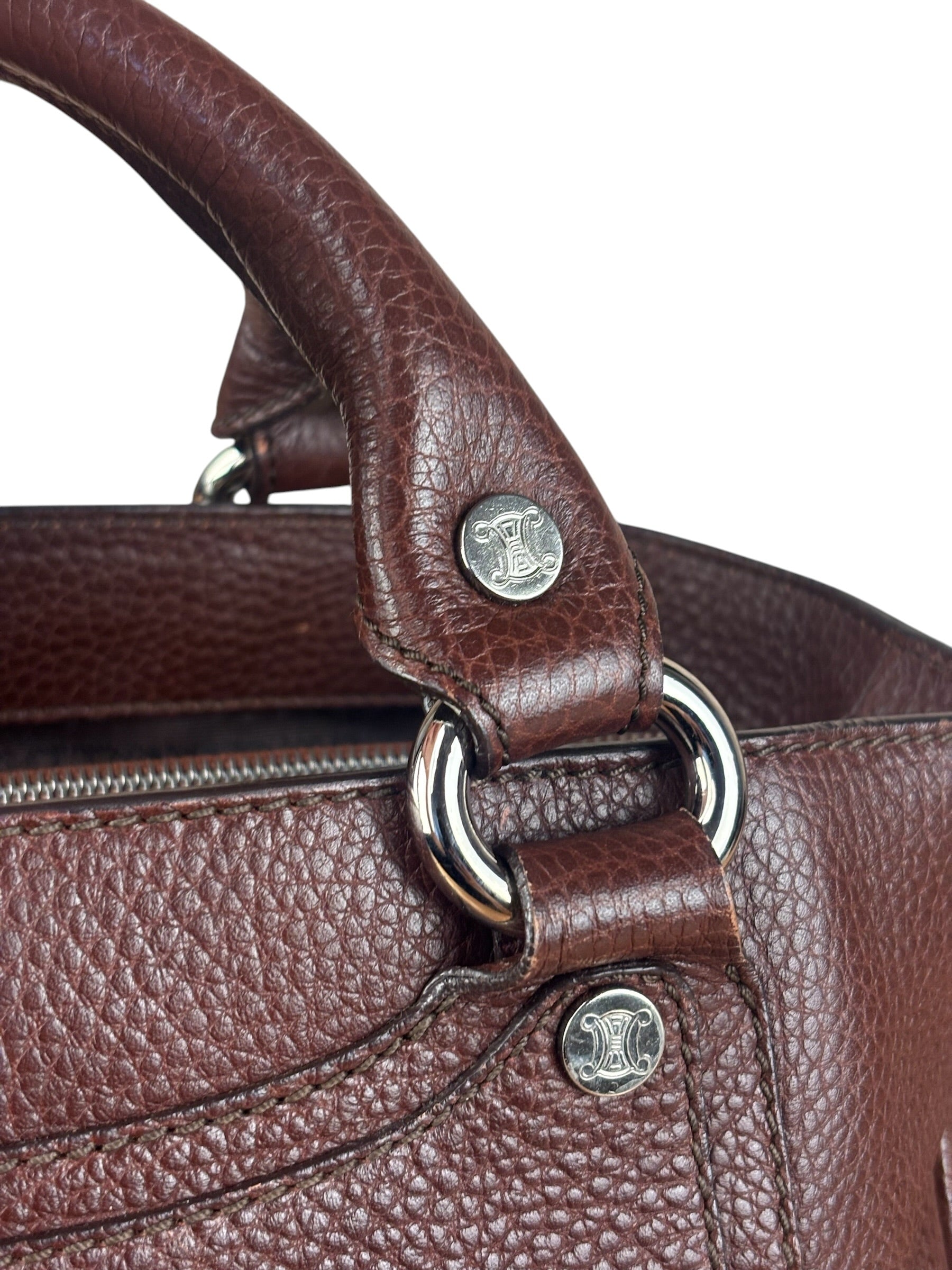 Celine Brown Pebbled Leather Boogie Handbag