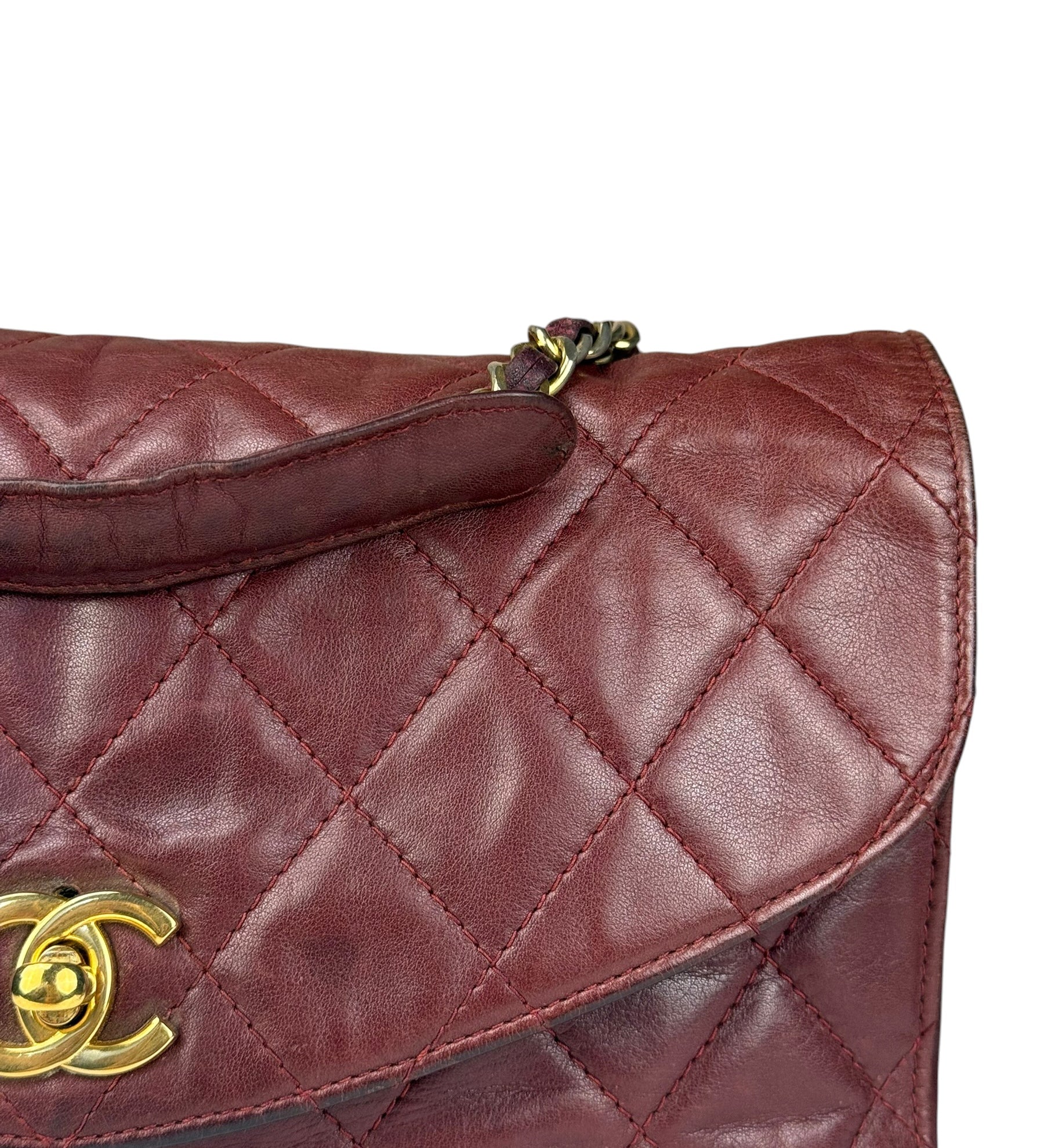 Chanel Burgundy Quilted Envelope Flap 80's