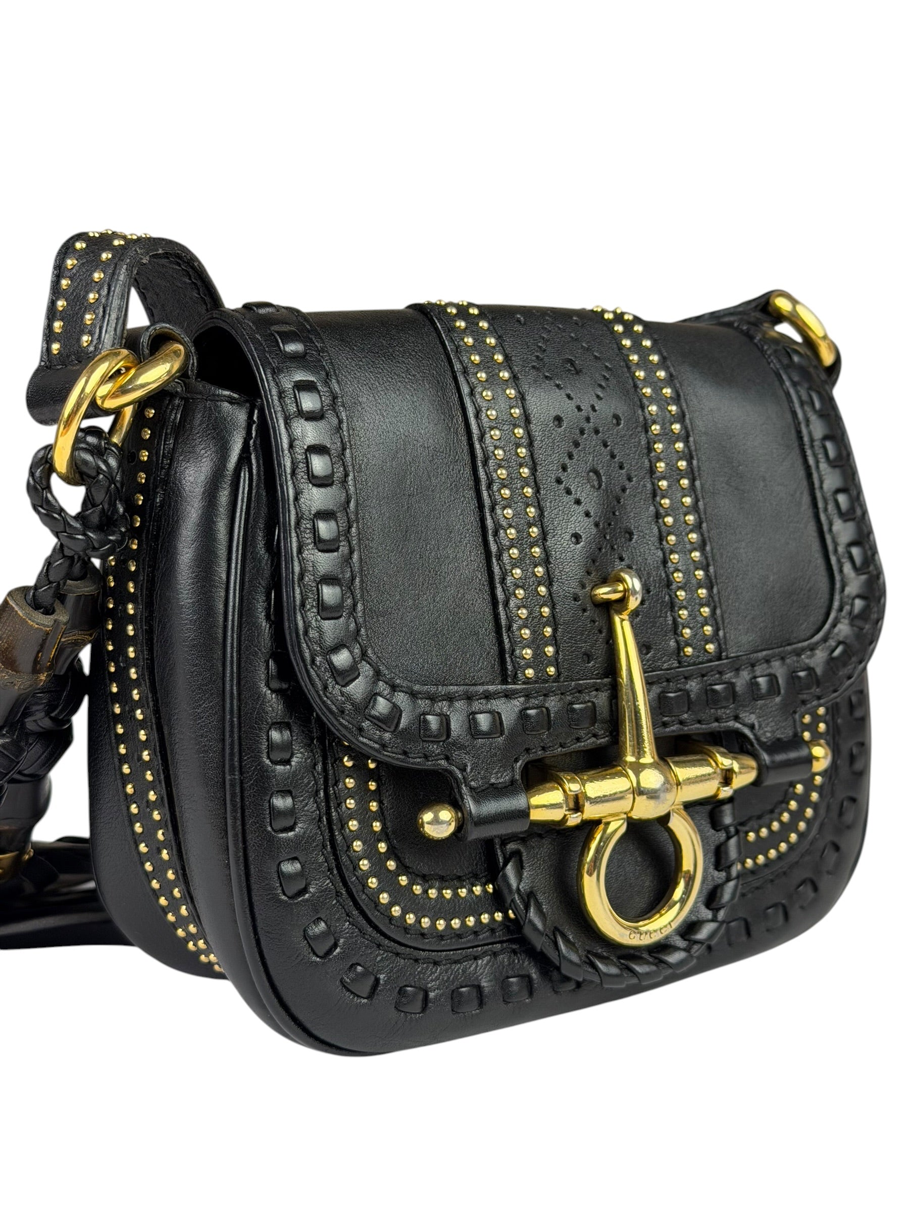 Gucci Black Leather Snaffle Bit Shoulder Bag
