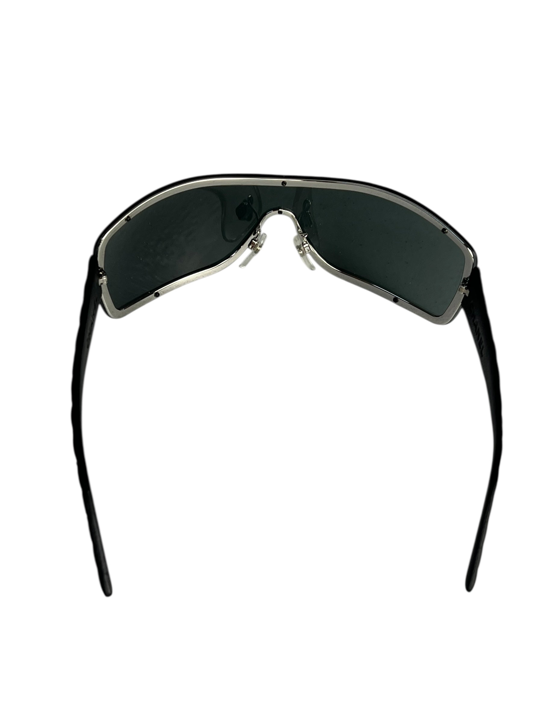 Chanel Black Quilted Y2K Wide Frame Sunglasses