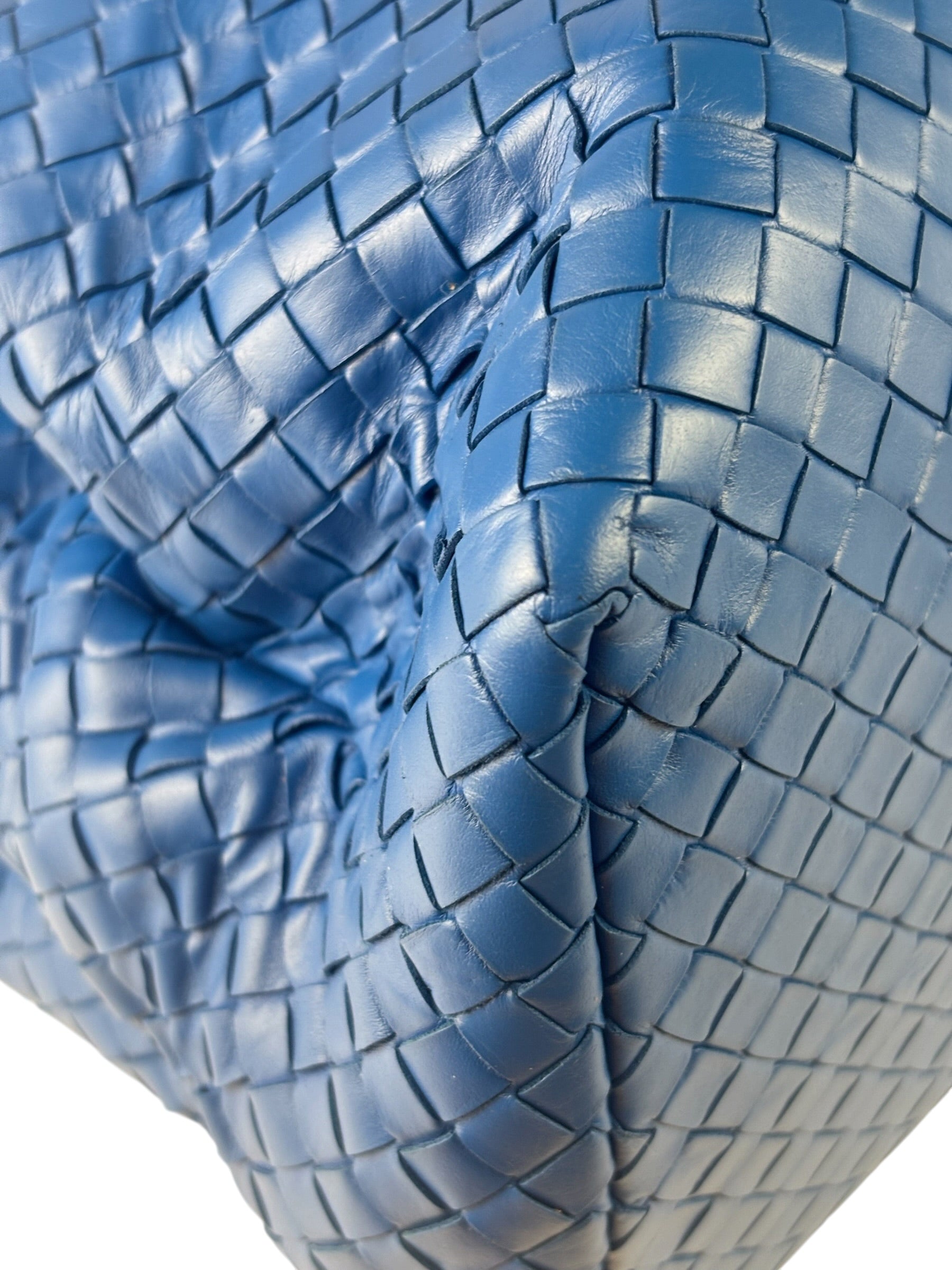 Bottega Venete Blue Lambskin Intrecciato Roma Tote