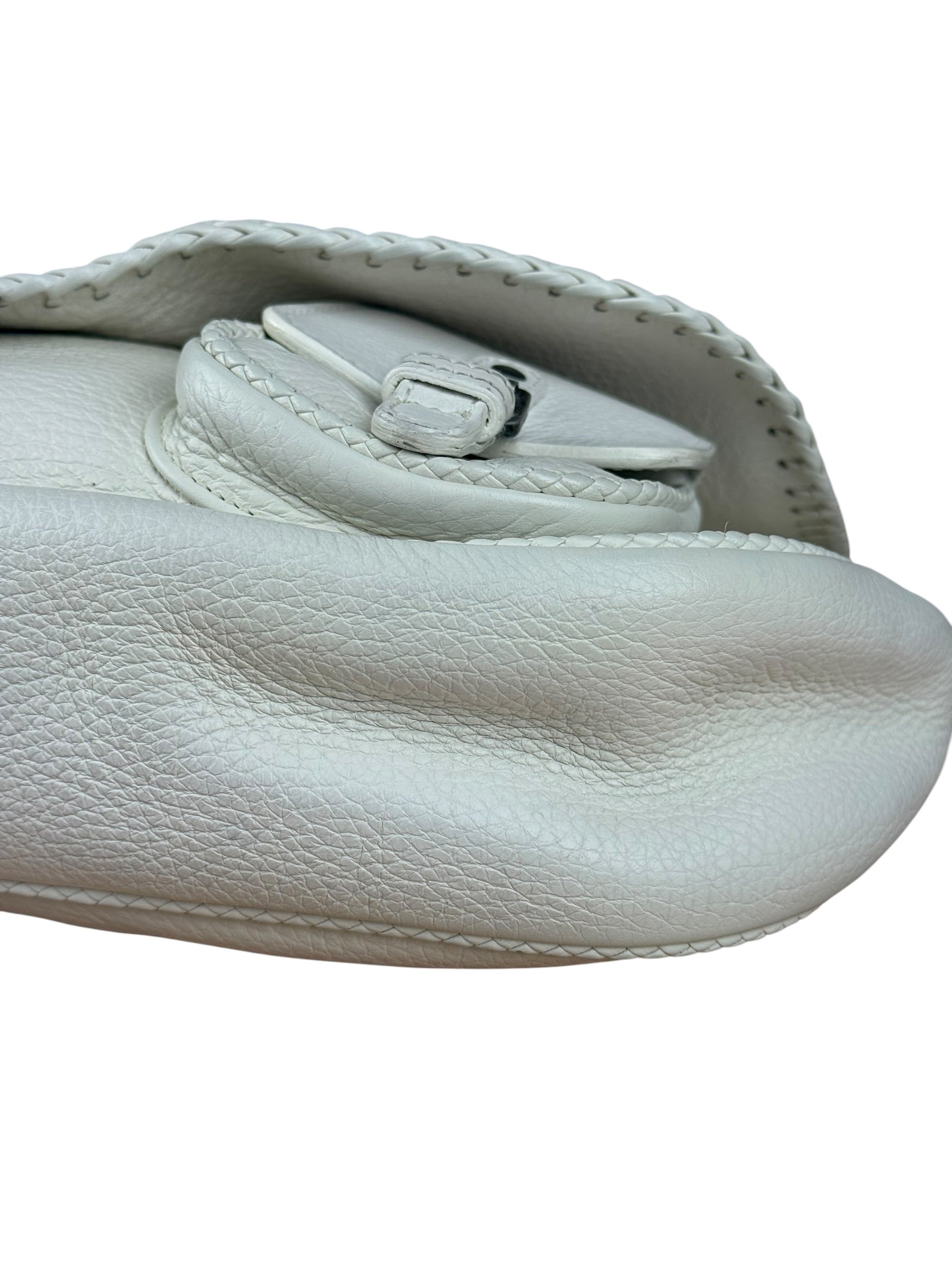 Christian Dior White Leather Gaucho Double Saddle Shoulder Bag