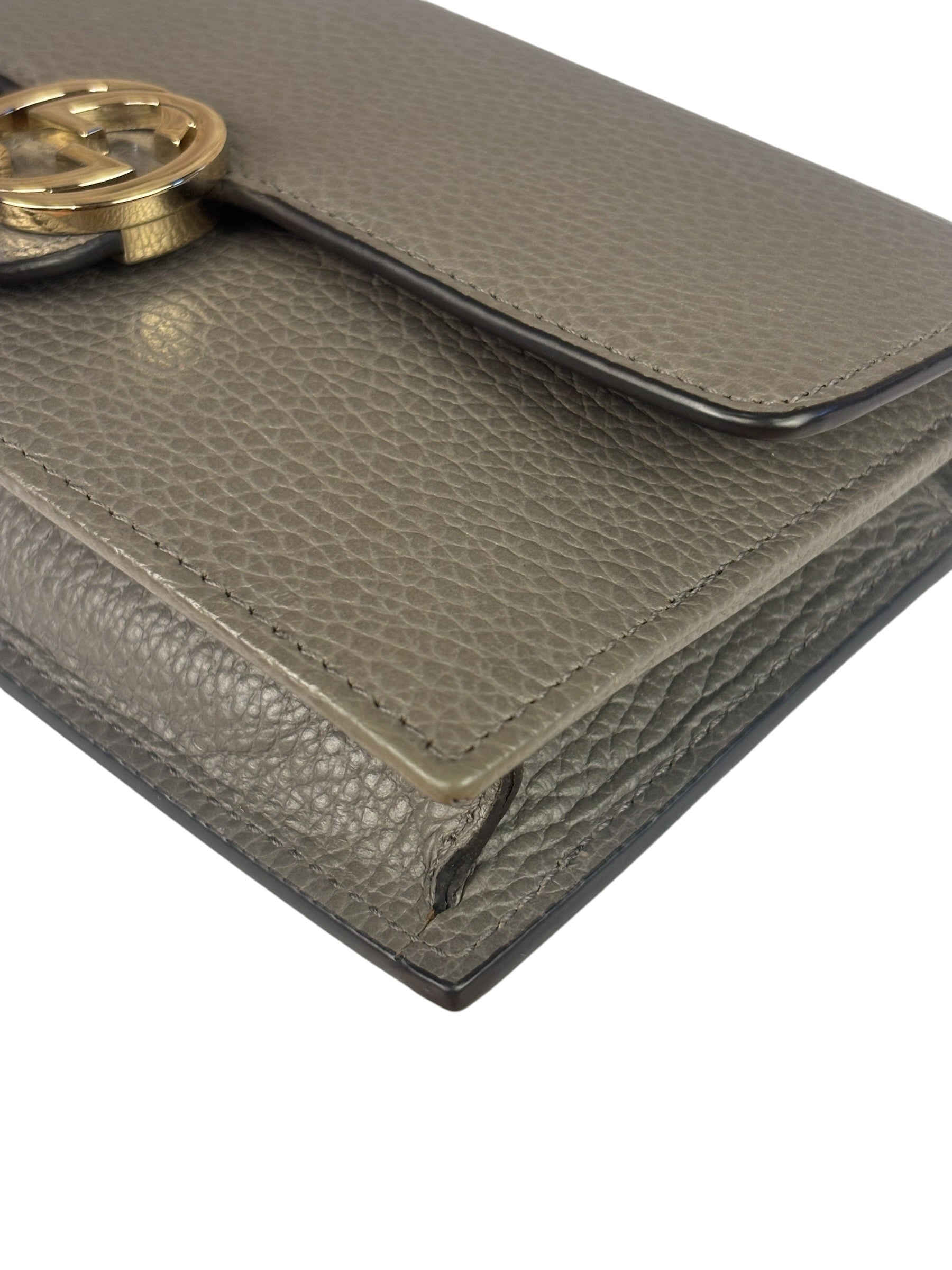 Gucci Grey Leather Wallet On Chain