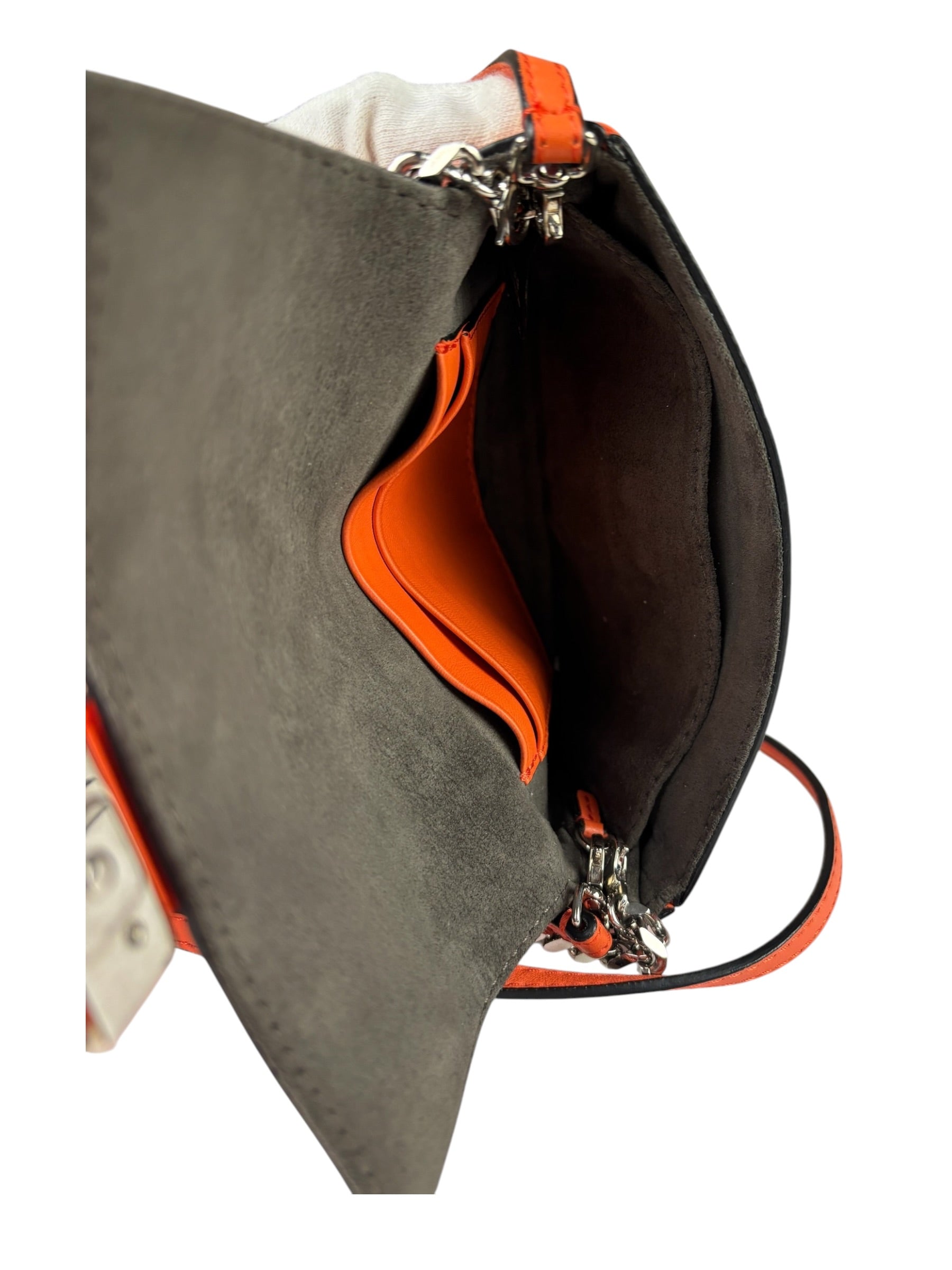 Fendi Orange Leather Mini Baguette