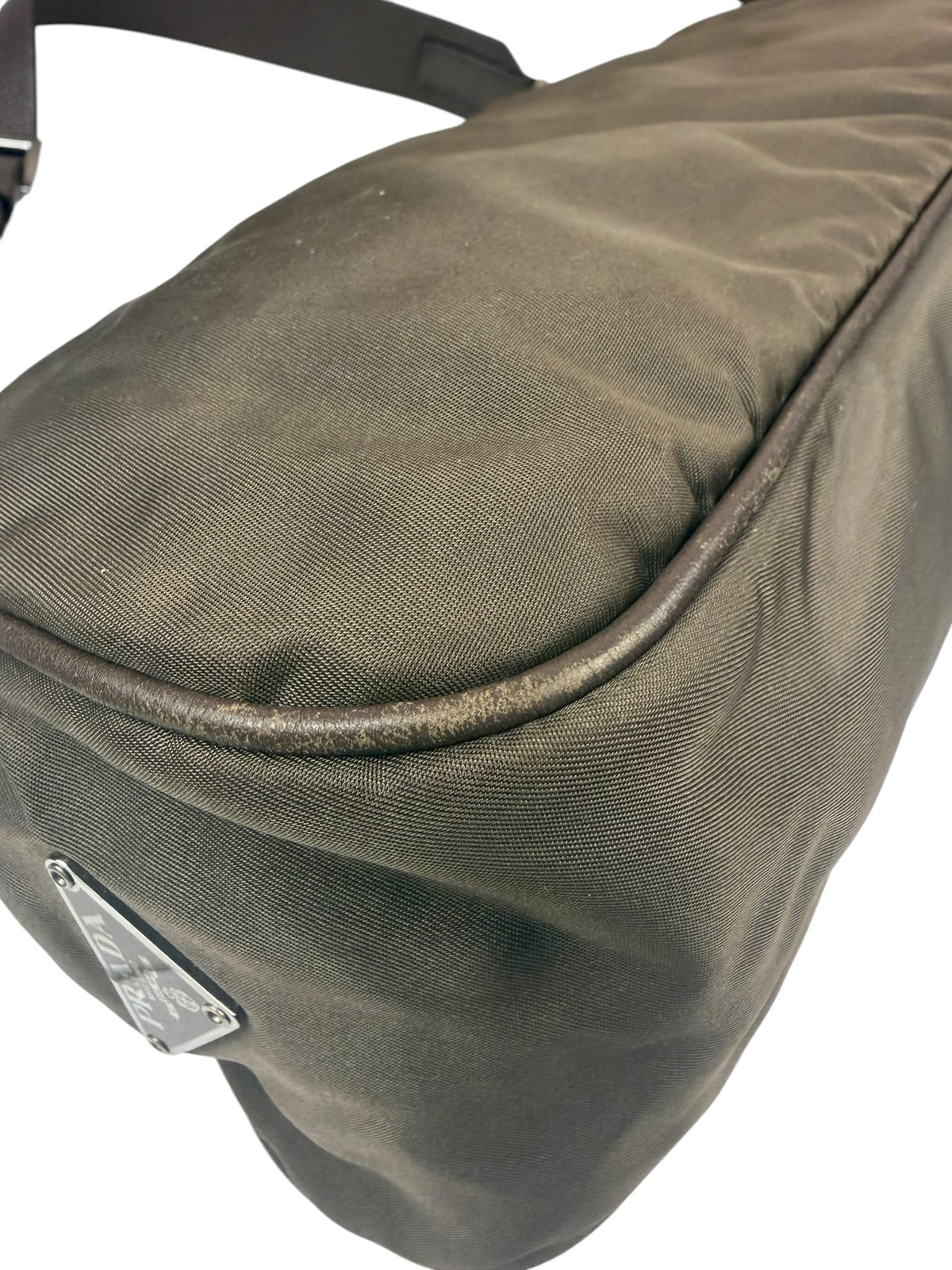 Prada Grey-Brown Taupe Tessuto Nylon Shoulder Bag