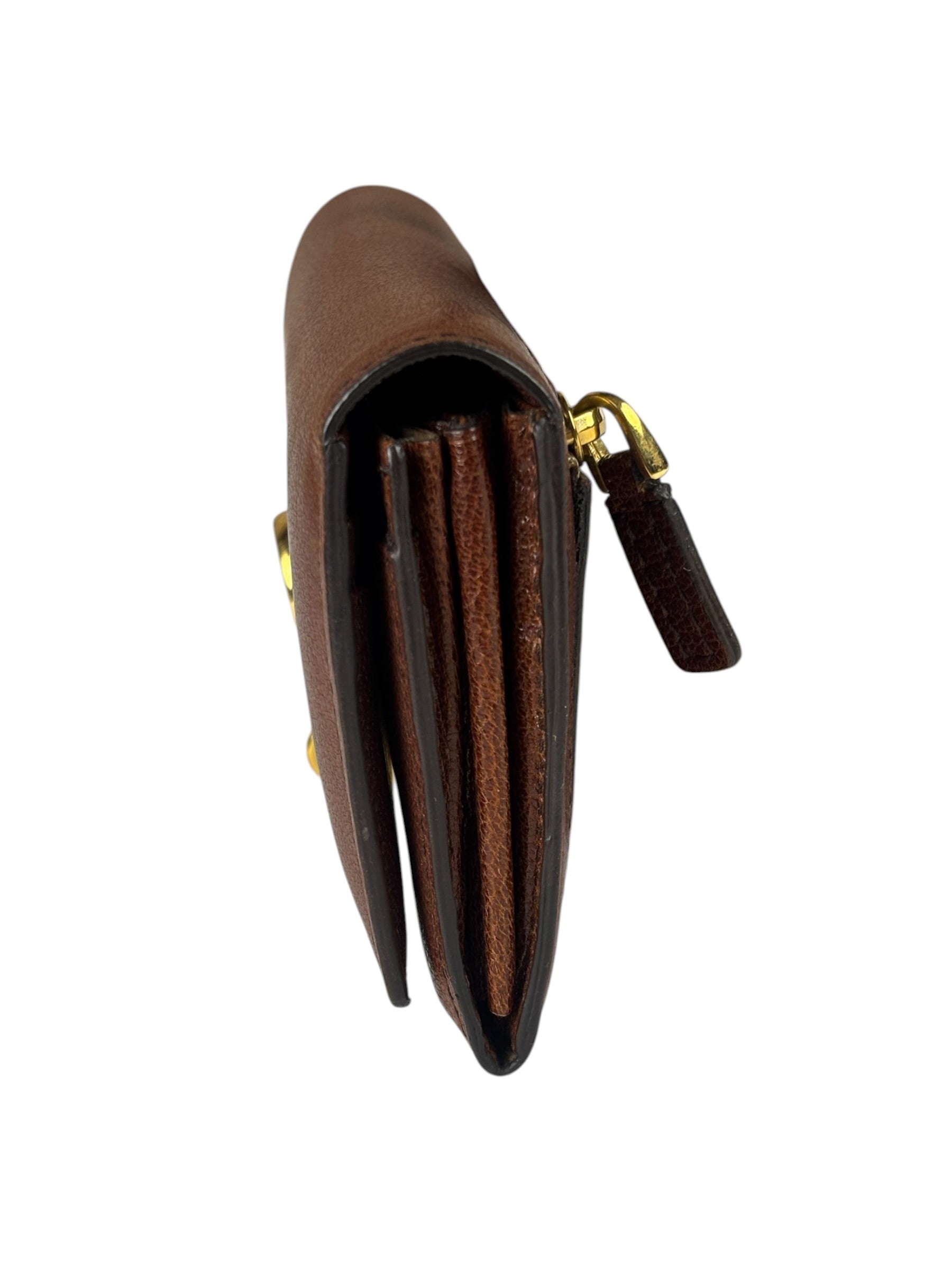 Tom Ford Brown Leather Flap Bi-Fold Wallet