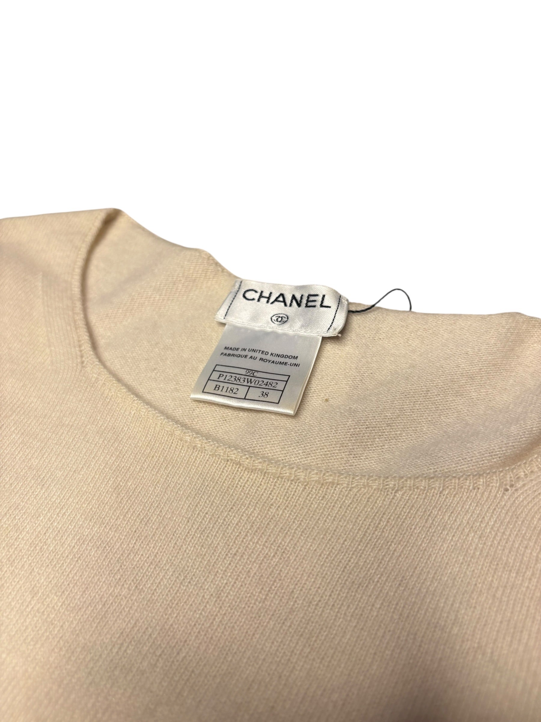Chanel Ivory Cashmere Short Sleeved Top
