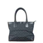 Gucci Black Leather Trim GG Canvas Tote Bag