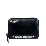 Off-White Black Leather Jitney Cash Inside Zip Wallet
