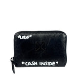 Off-White Black Leather Jitney Cash Inside Zip Wallet