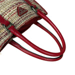 Prada Vintage Red Woven Tweed Zip Tote