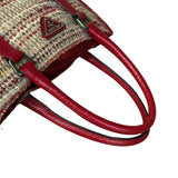 Prada Vintage Red Woven Tweed Zip Tote