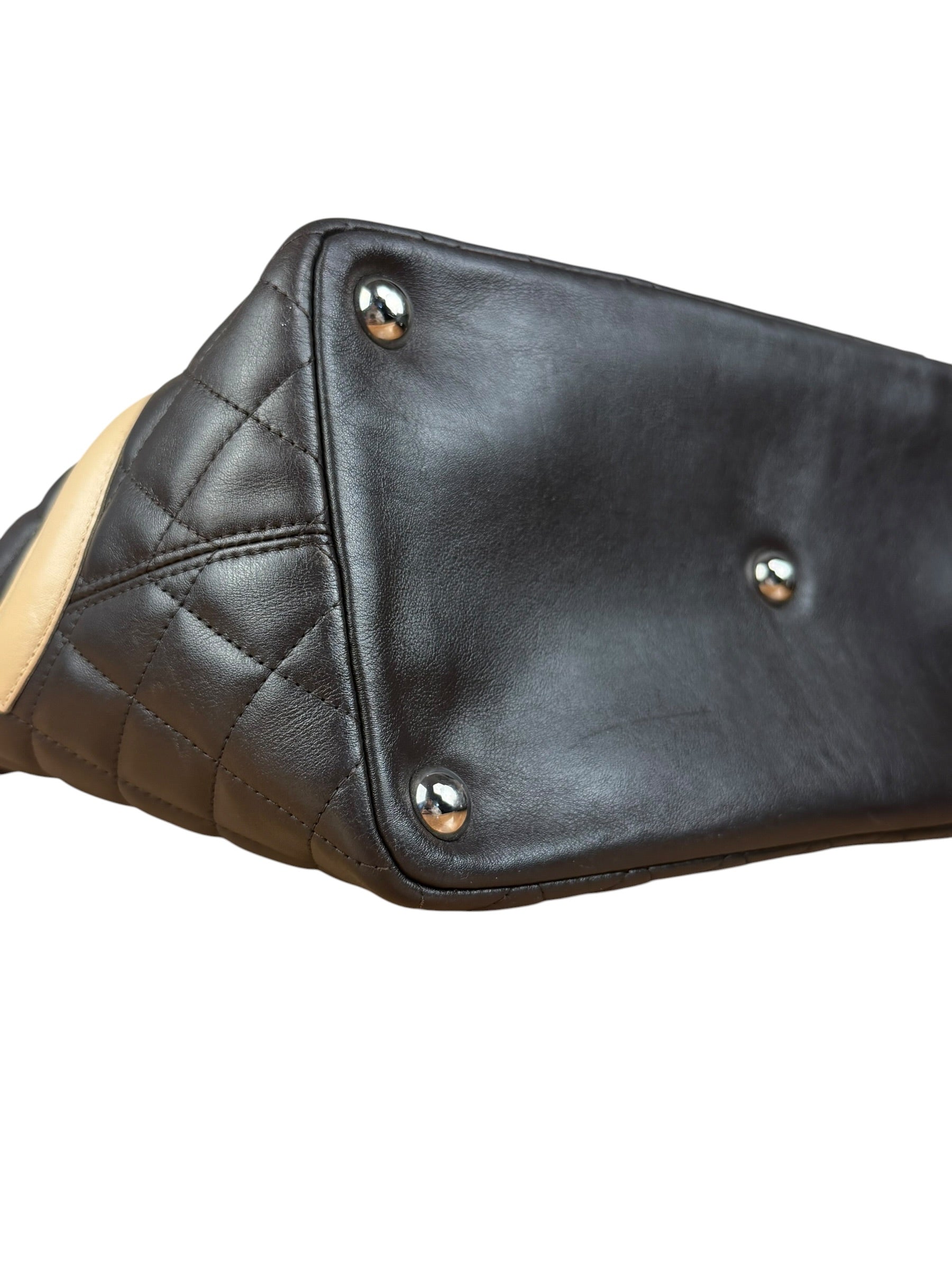 Chanel Brown Quilted Leather Cambon Ligne Shoulder Tote 2004