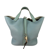 Hermes Blue Leather Picotin Lock 18 Bucket Bag