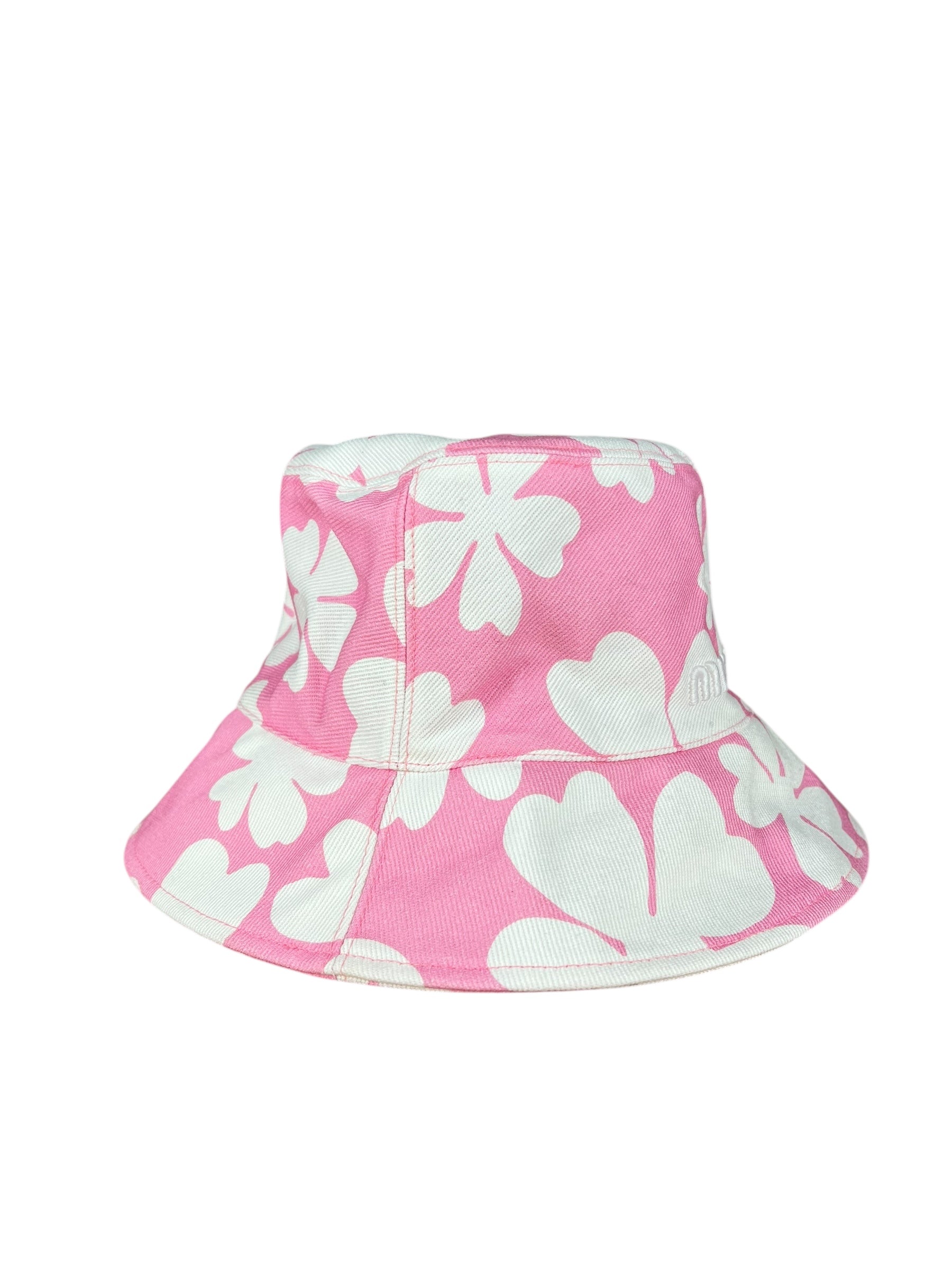 Miu Miu Pink Floral Canvas Bucket Hat