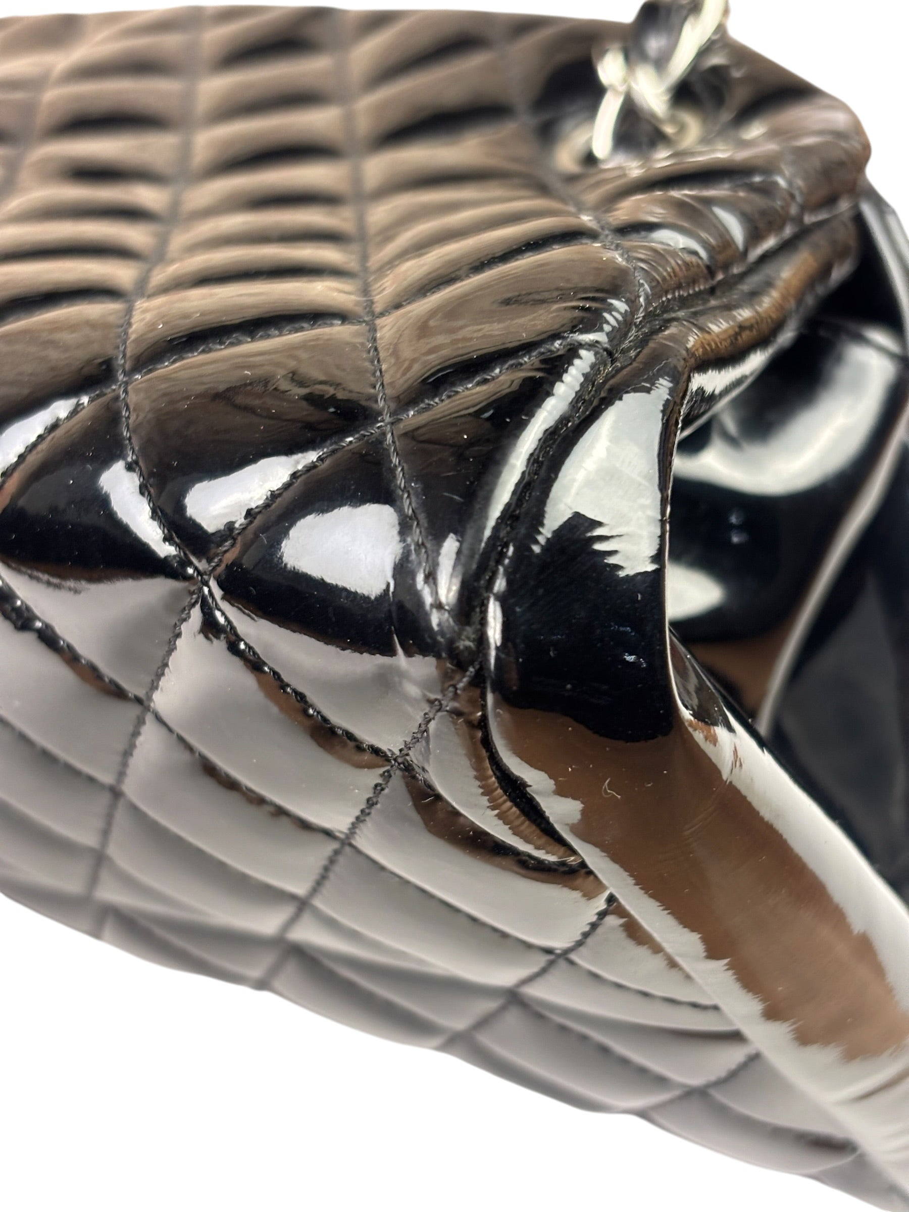 Chanel Black Patent Quilted Leather Just Mademoiselle Bowling Bag 2012