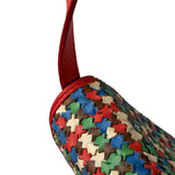 Fendi Colorblock Leather Woven Shoulder Bag