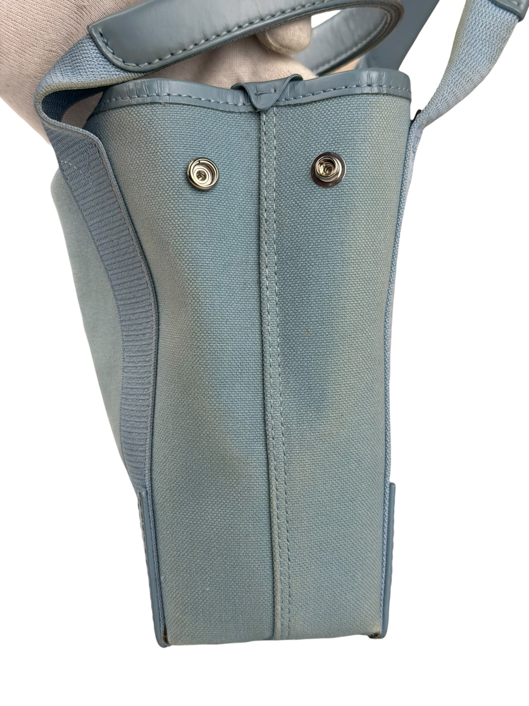 Balenciaga Light Blue Leather Trim Cabas XS Tote Bag