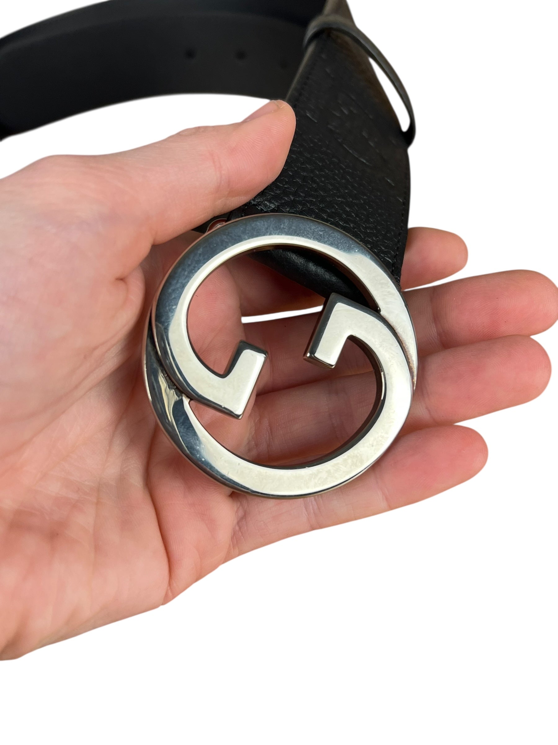Gucci Black Monogram GG Belt
