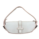 Loewe White Pebbled Leather Pink Trim Mini Boat Pochette