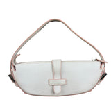 Loewe White Pebbled Leather Pink Trim Mini Boat Pochette