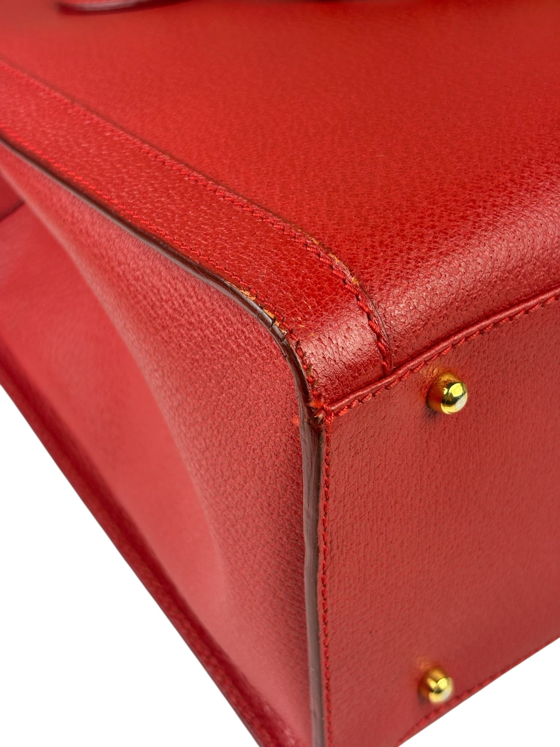 Gucci Red Leather Diana Bamboo Handle Tote