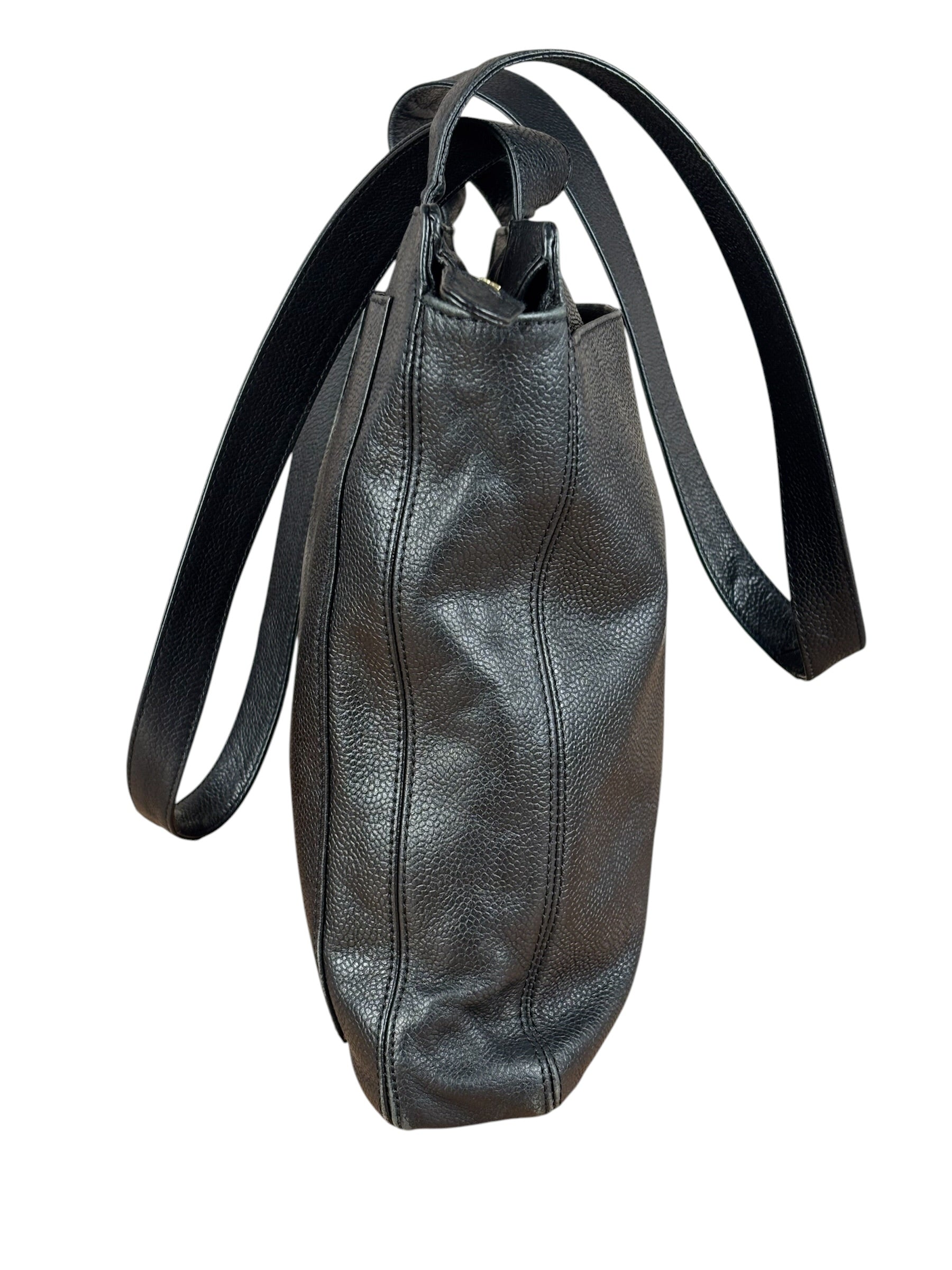 Chanel Vintage Black Leather Zip Shoulder Bag - 1998