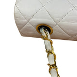Chanel White Quilted Leather CC Flap Shoulder Bag 2013