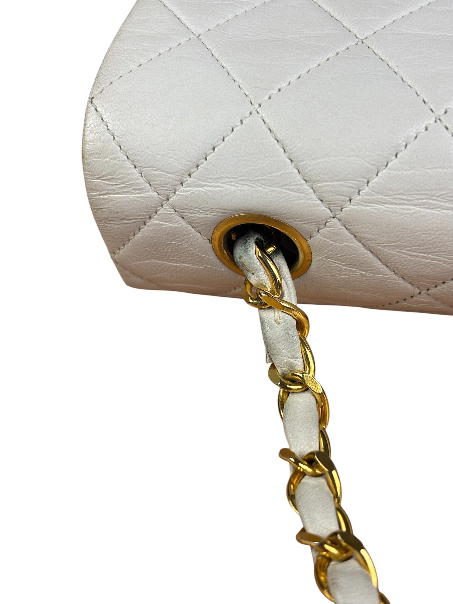 Chanel White Quilted Leather CC Flap Shoulder Bag 2013