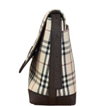 Burberry Vintage Leather Trim House Check Crossbody Flap Bag