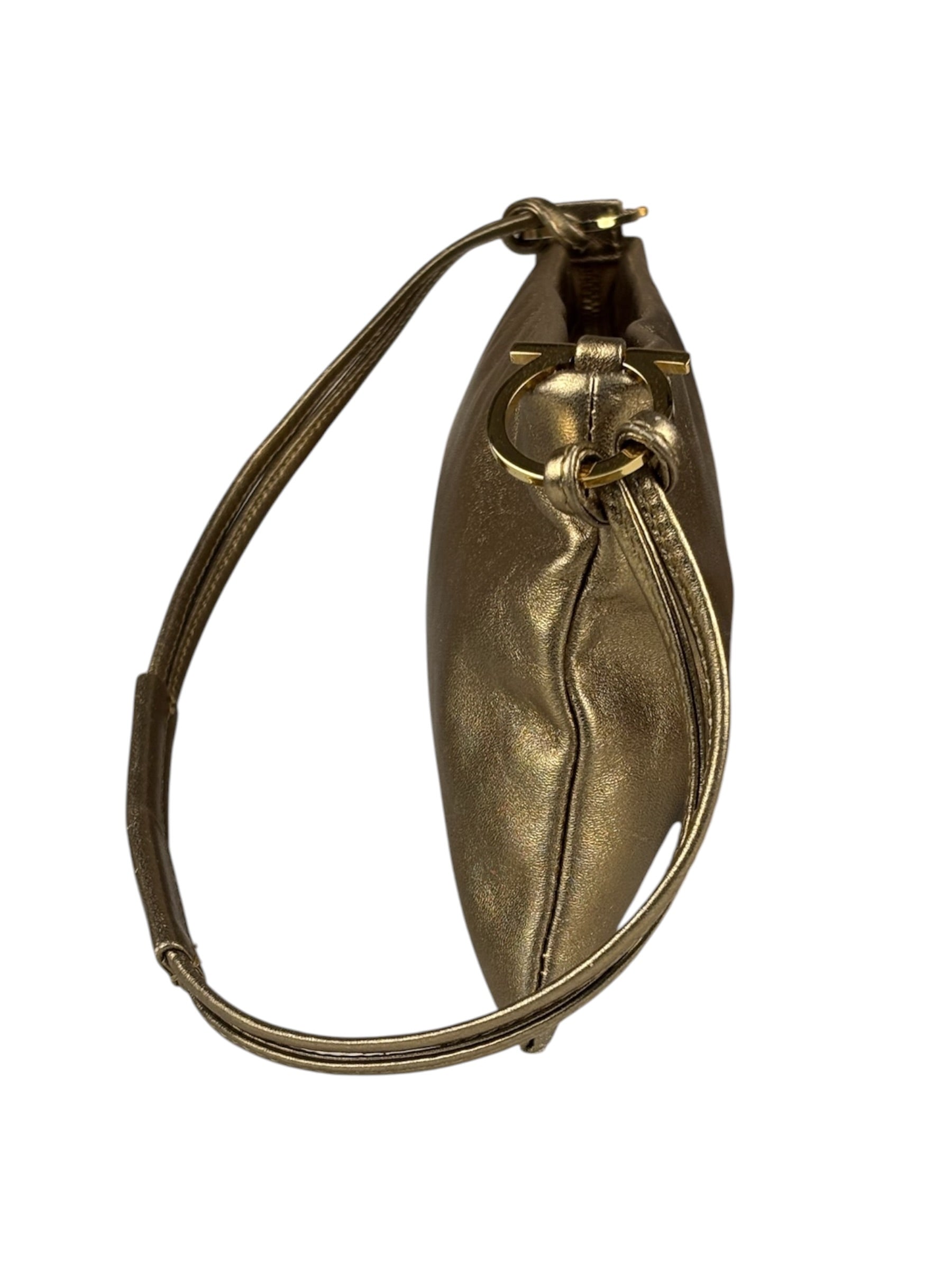 Salvatore Ferragamo Metallic Gold Gancini Shoulder Bag