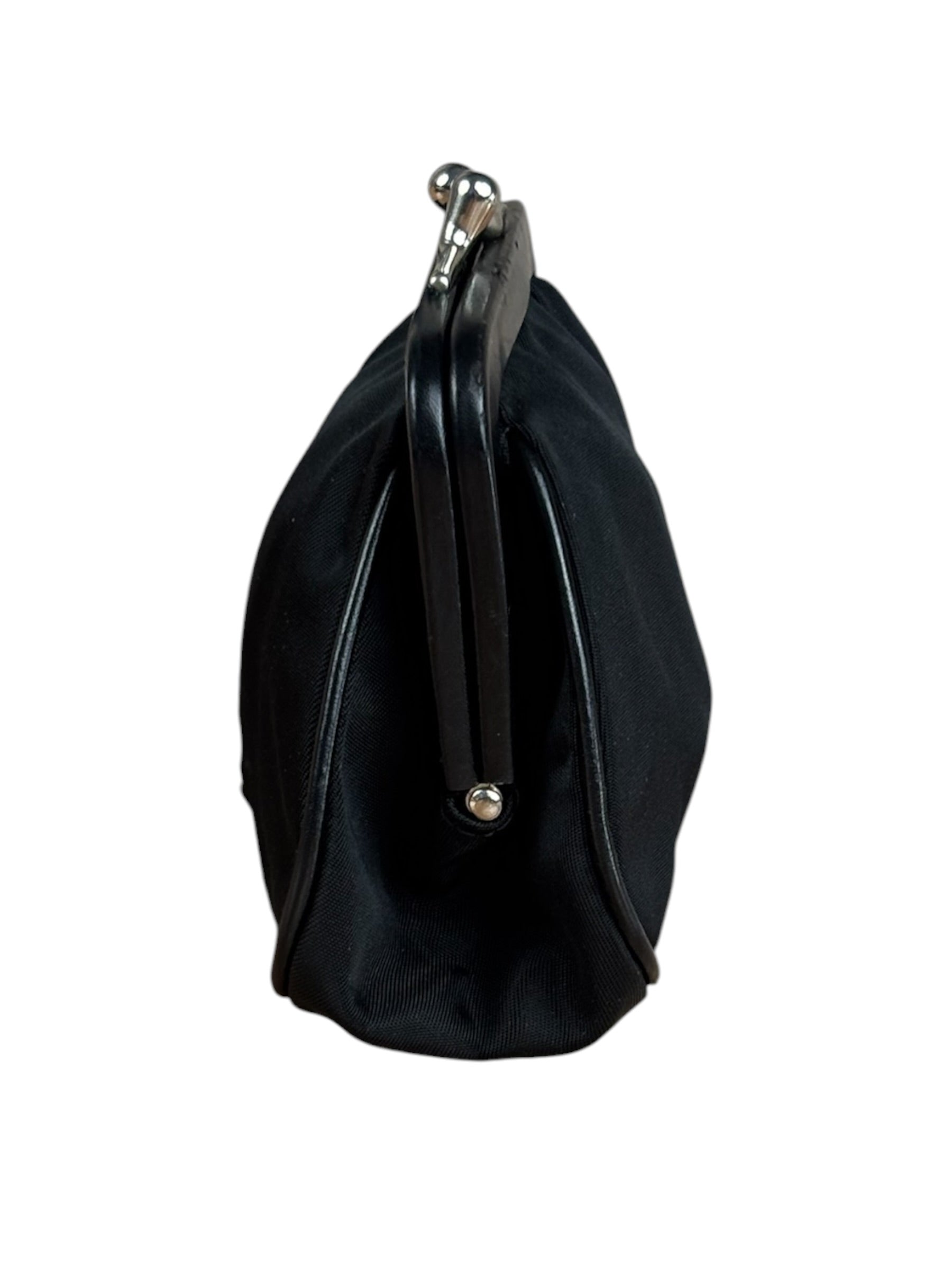 Prada Black Tessuto Nylon Leather Trim Liss-Lock Coin Bag