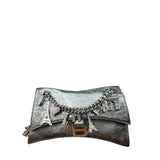 Balenciaga Silver Crush Small Souvenirs & Rhinestone Shoulder Bag