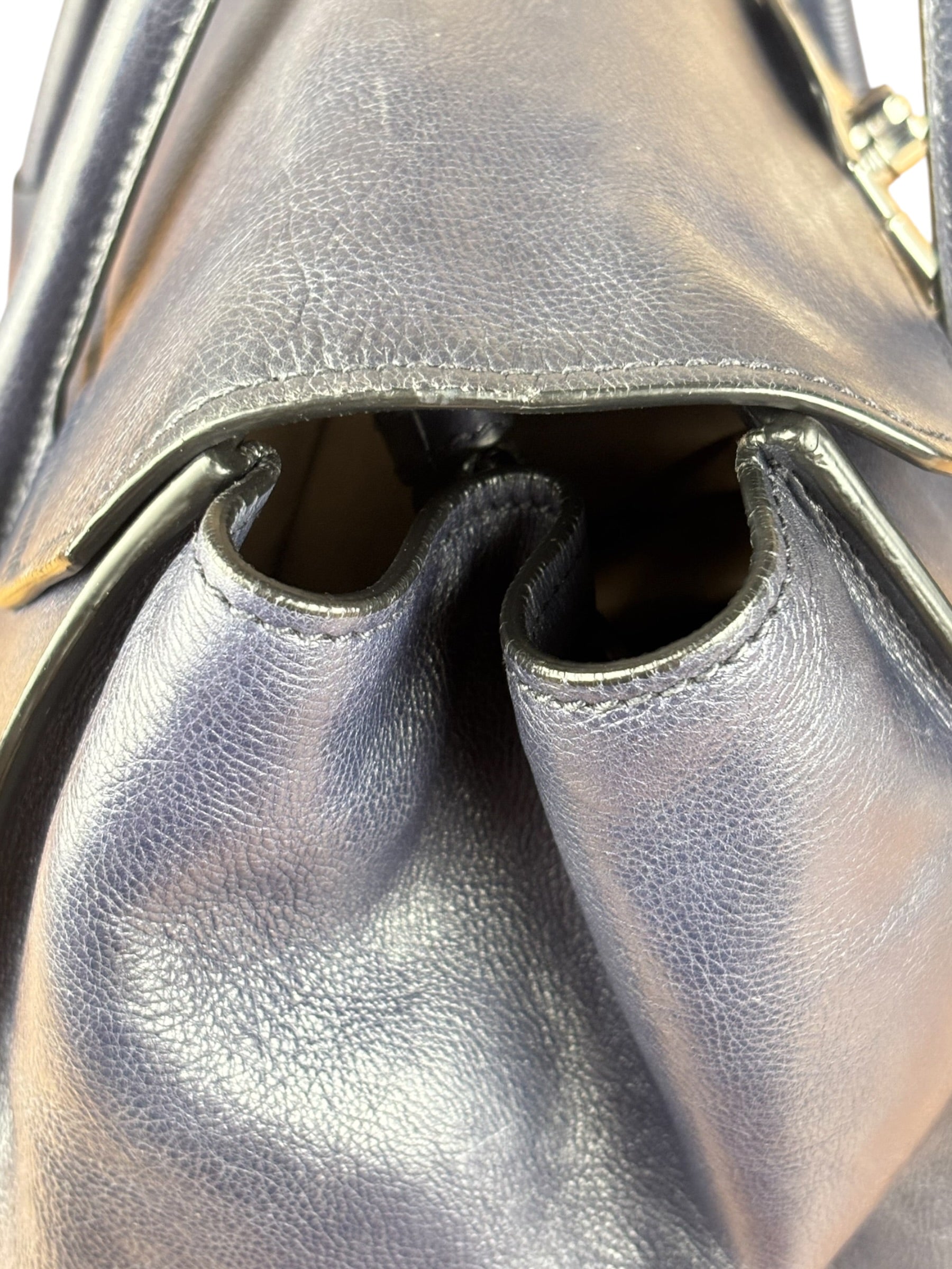 Prada Vintage Muted Blue Leather Glace 2Way Handbag
