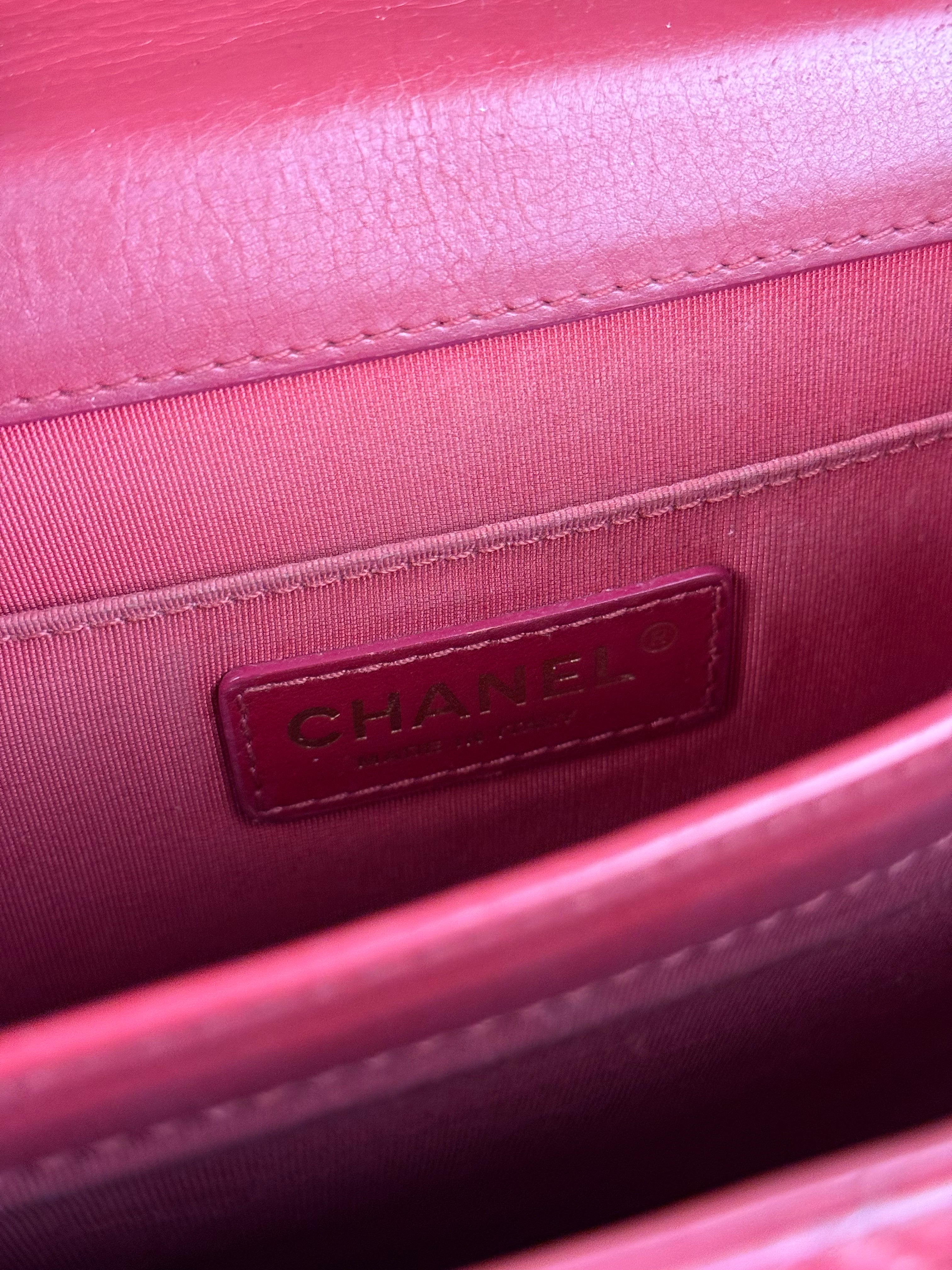 Chanel Dark Fuchsia Quilted Leather Flap Bag 2019
