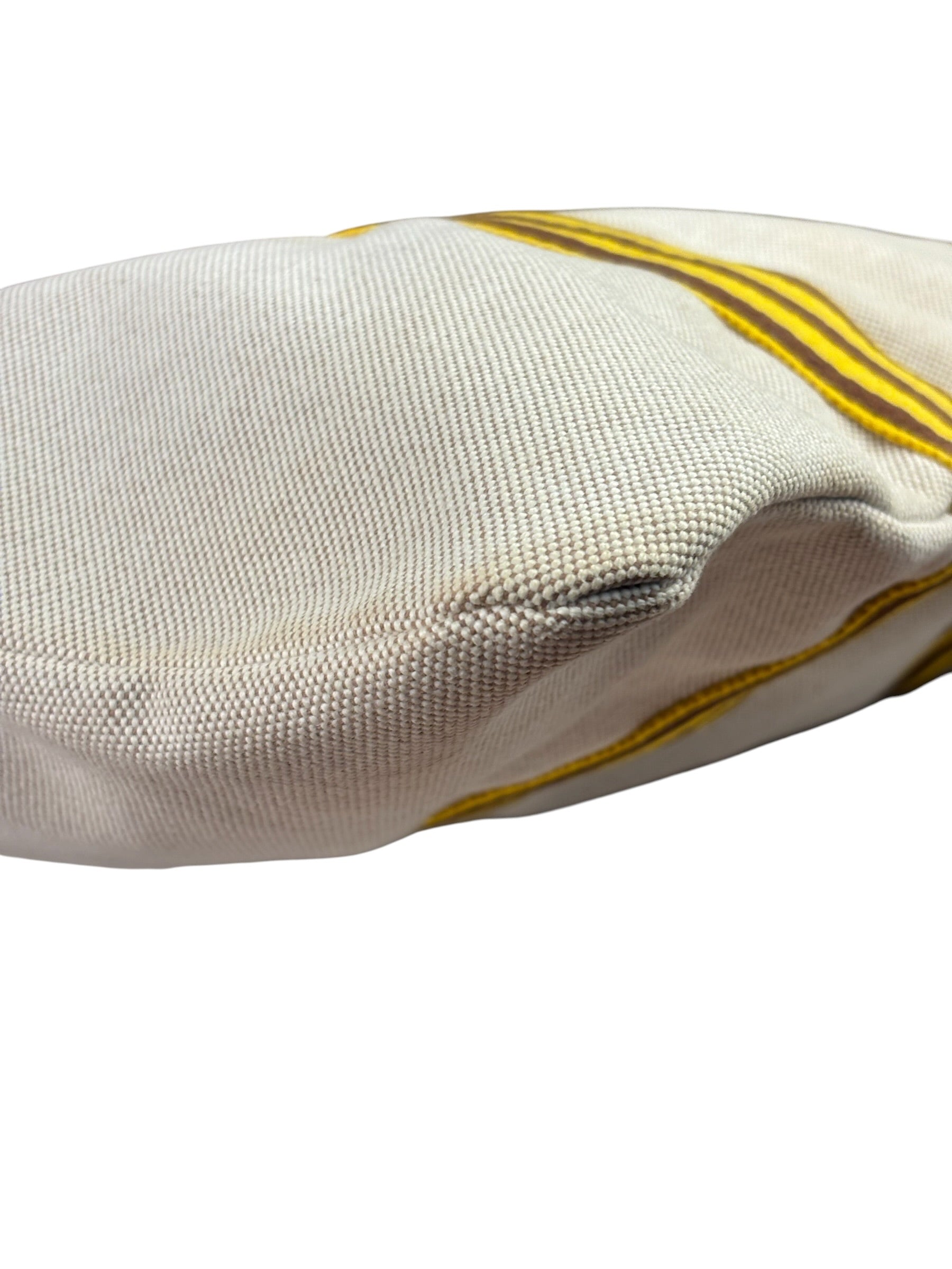Hermes Beige Ècru Cotton Stripped Toile Fourre-Tout Briefcase