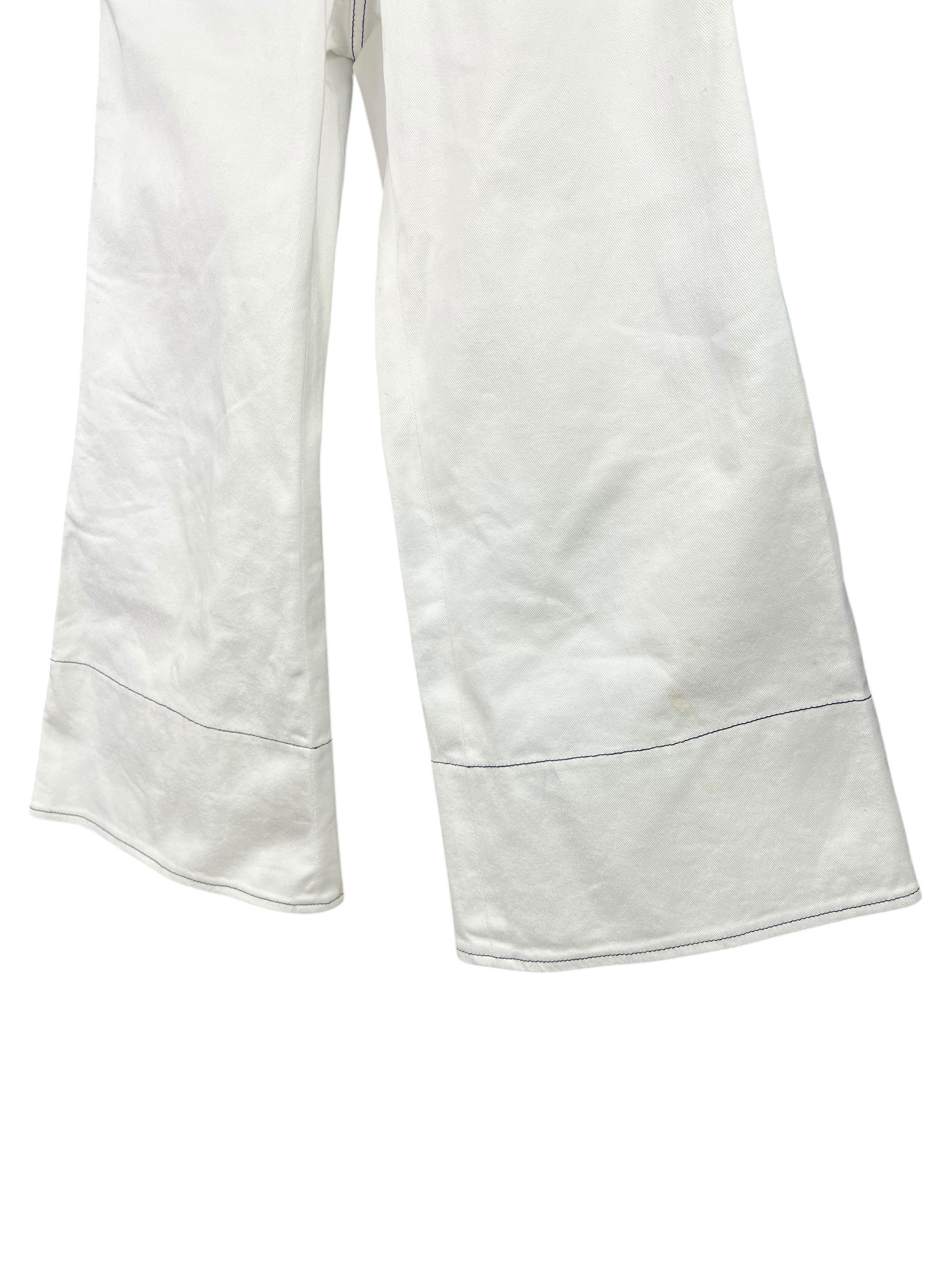 Miu Miu White Denim Stitched Bootleg Jeans