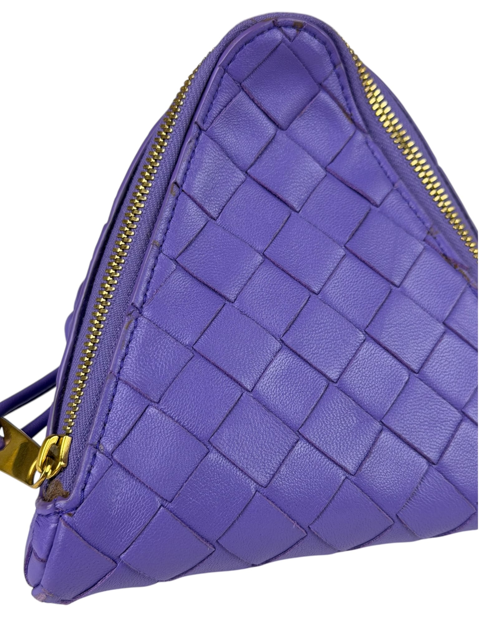 Bottega Veneta Purple Leather Nano Pyramid Pouch