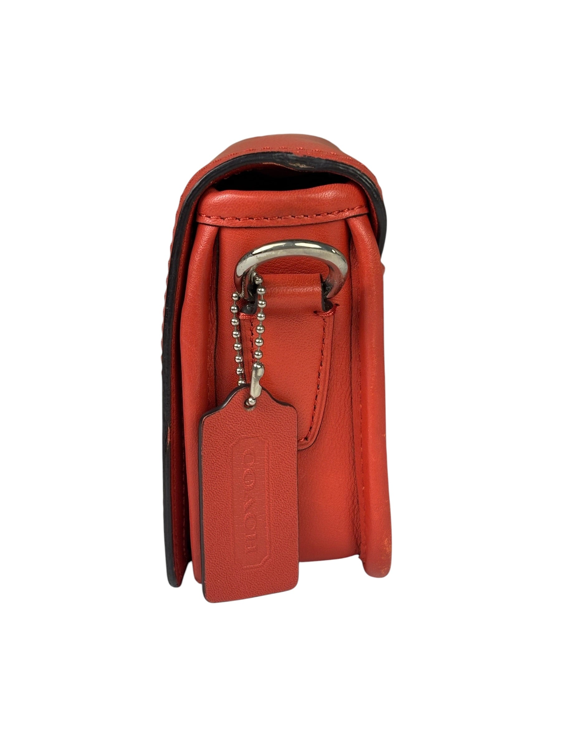 Coach Coral Red Leather Legacy Penny Shoulder Bag
