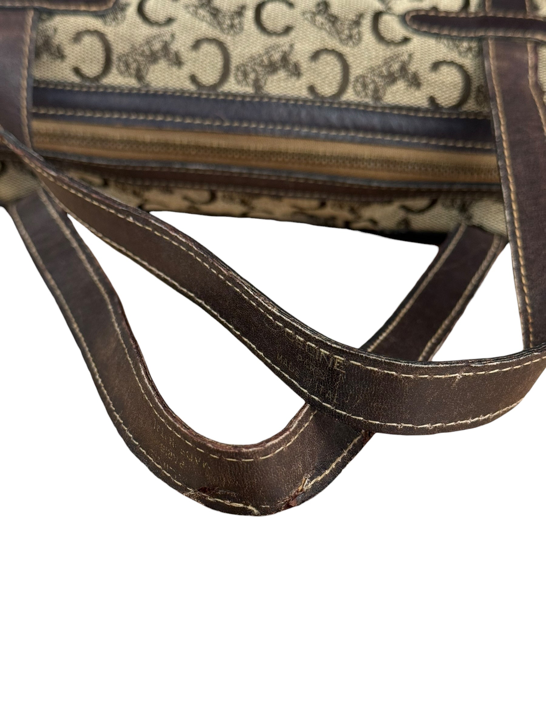 Celine Vintage Macadam Canvas Barrel Bag