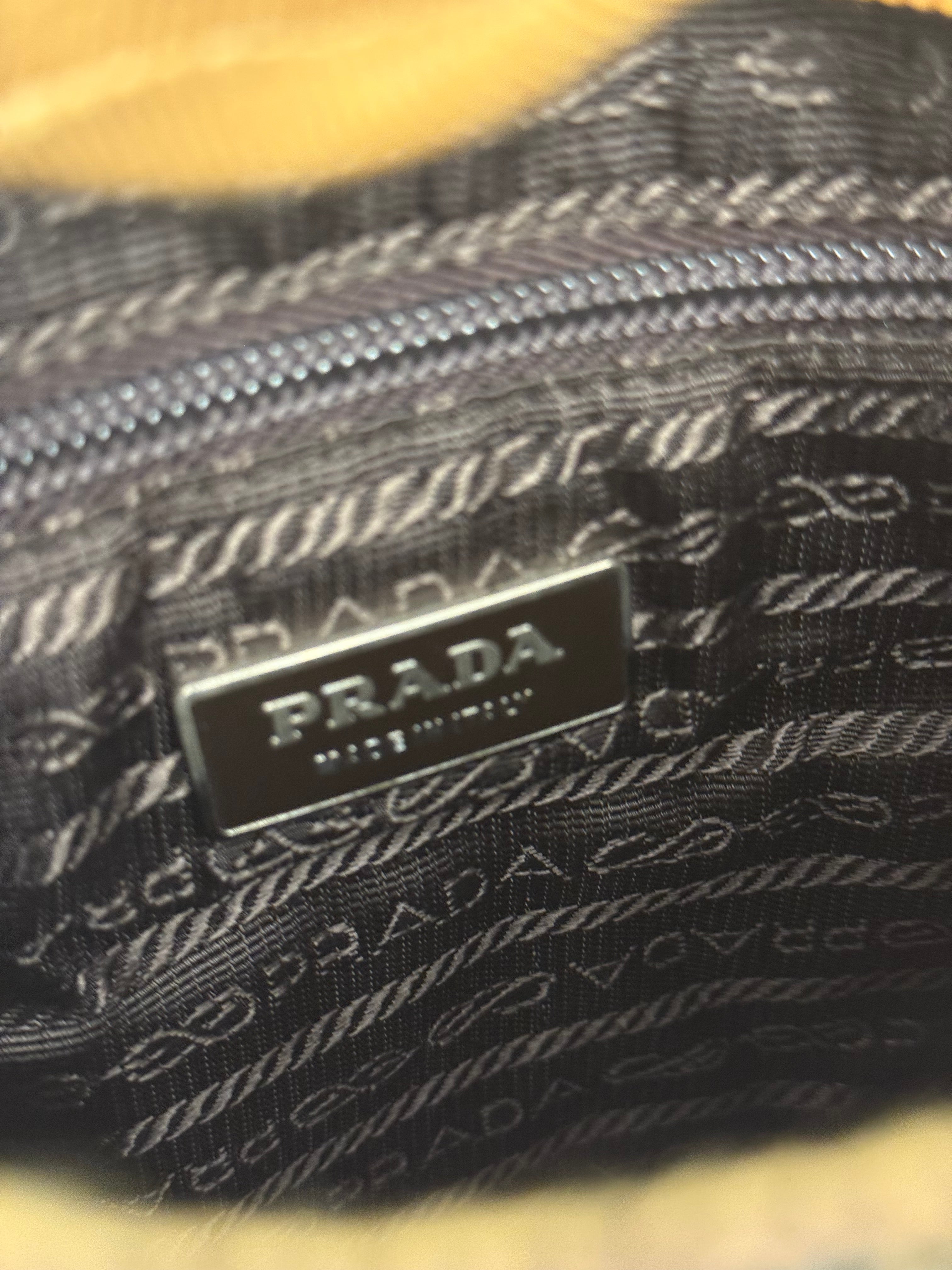 Prada Vintage Brown/Black Woven Tweed Trim Tote Handbag