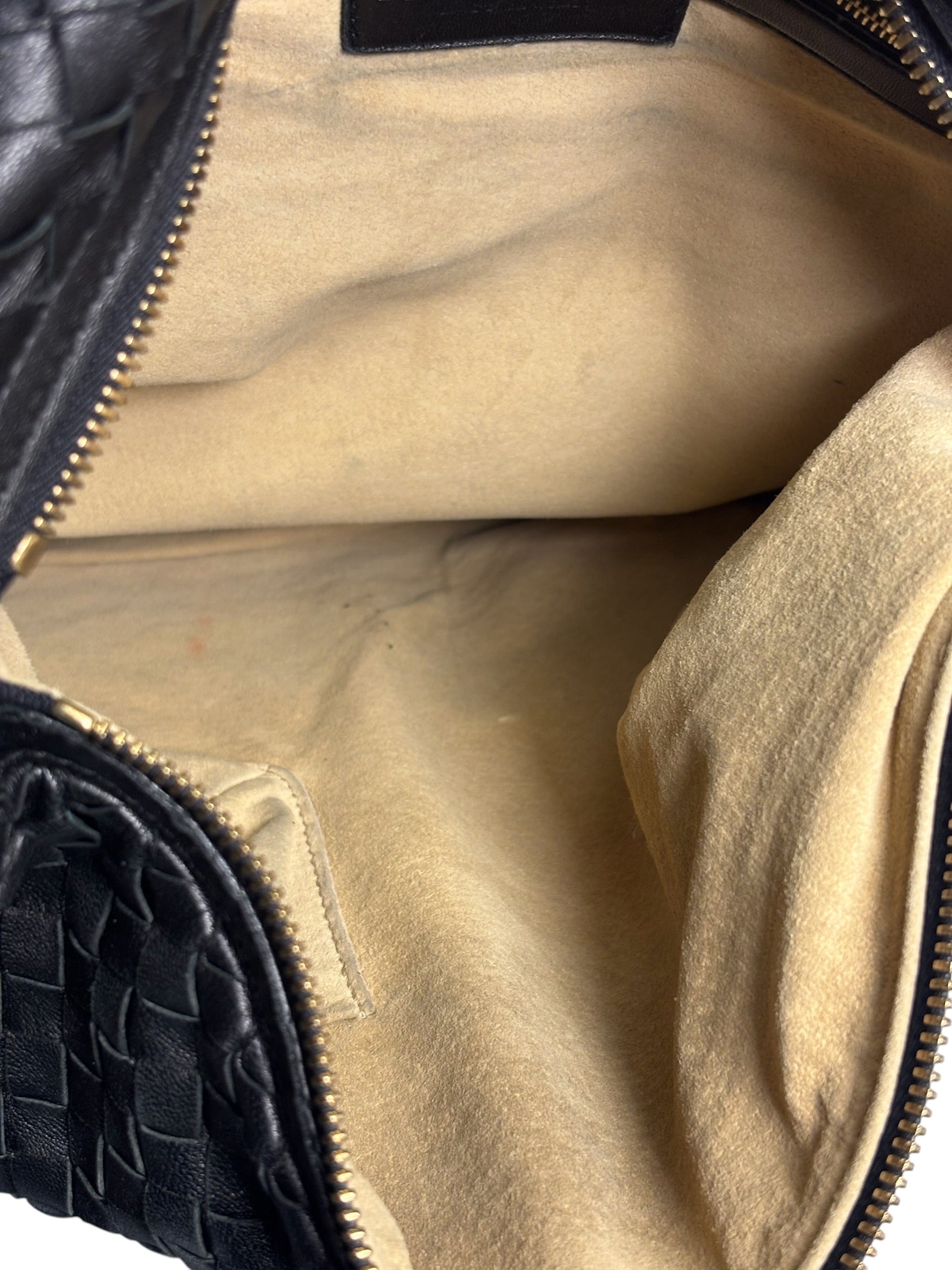 Bottega Veneta Black Intrecciato Woven Hobo Bag