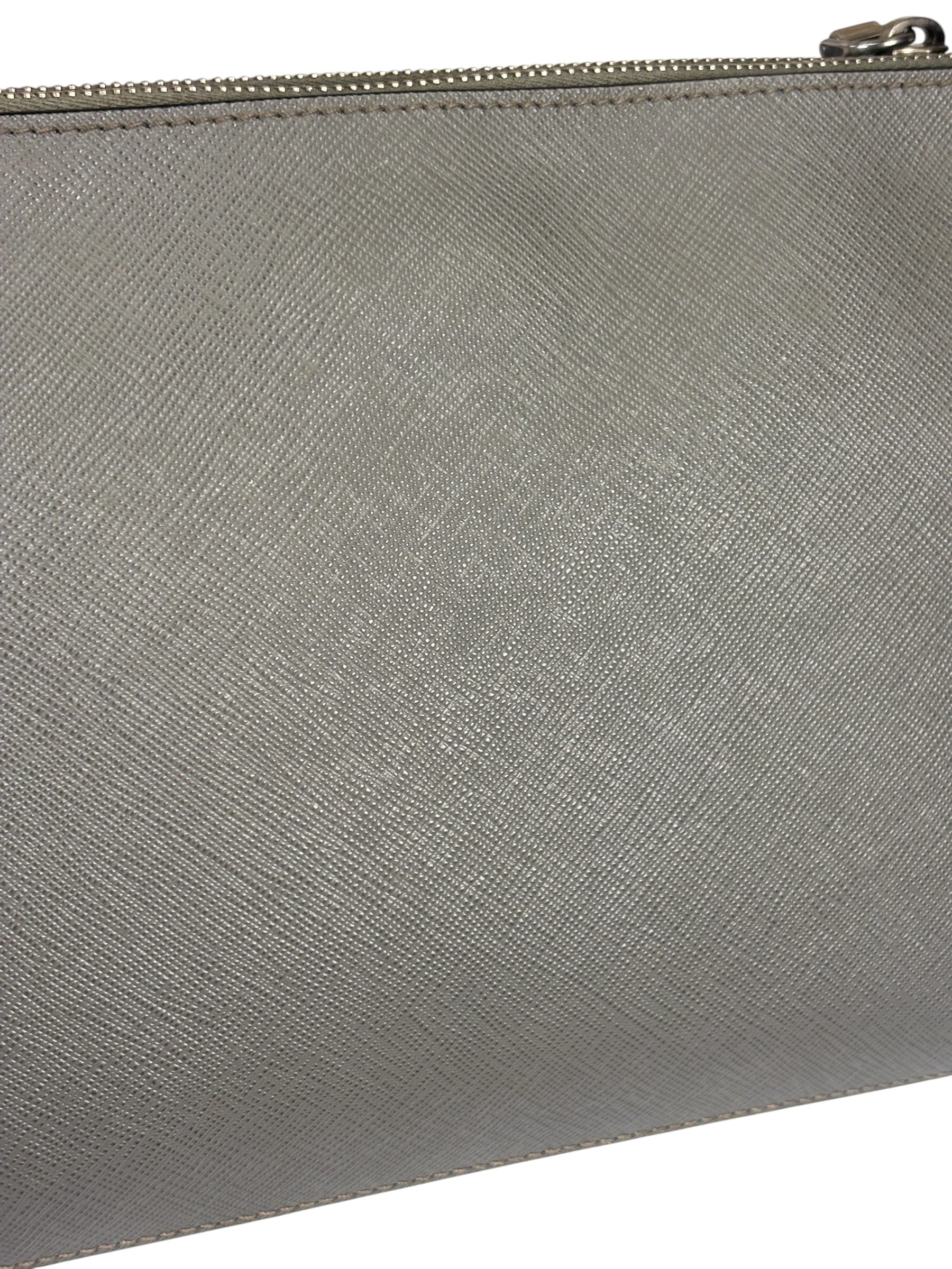 Prada Grey Saffiano Leather Pouch