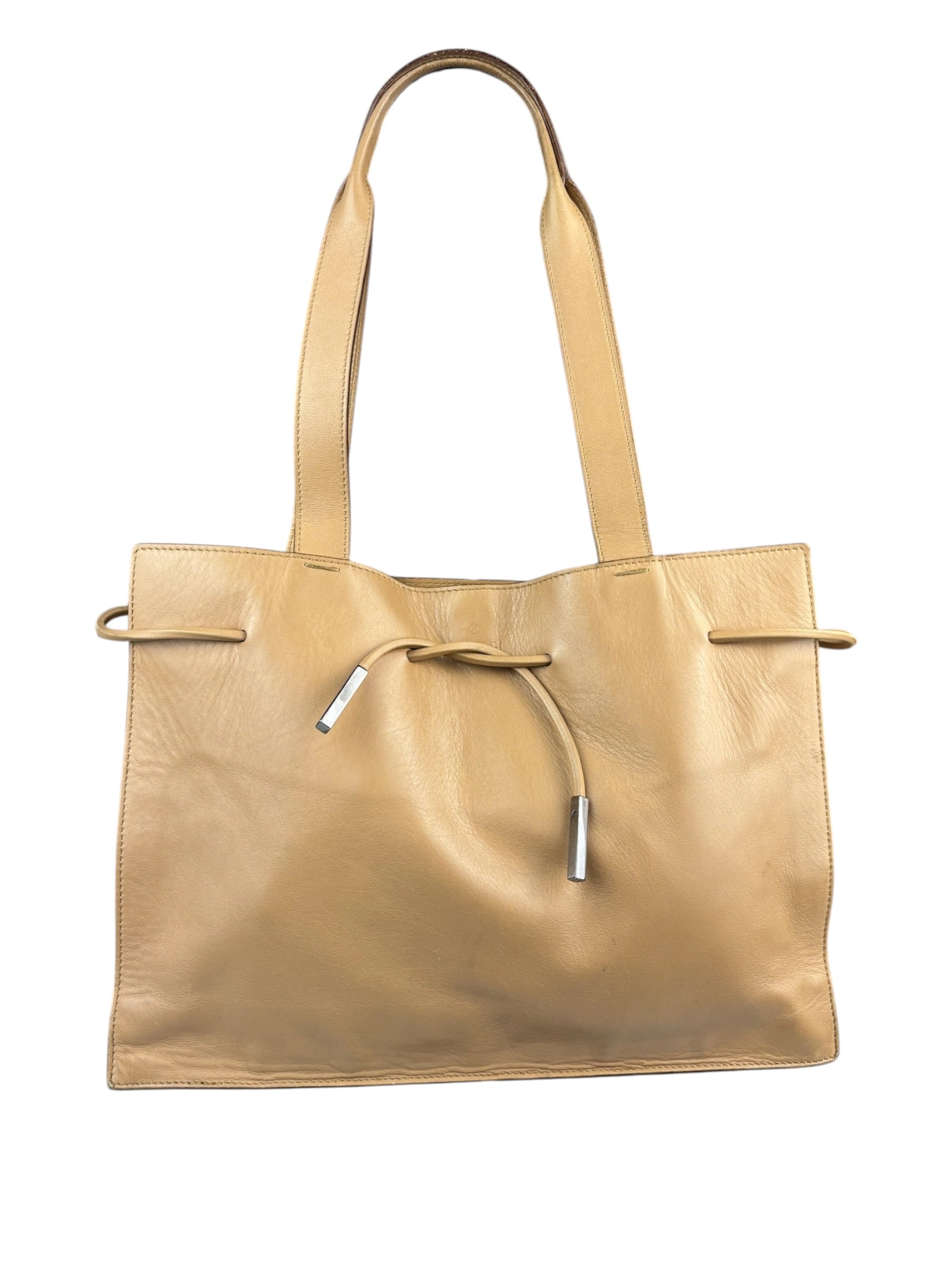 Gucci Beige Leather Balthus Drawstring Tote Bag