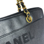 Chanel Vintage Black Caviar Leather Timeless Chain Shoulder Tote 1998