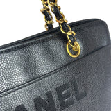 Chanel Vintage Black Caviar Leather Timeless Chain Shoulder Tote 1998