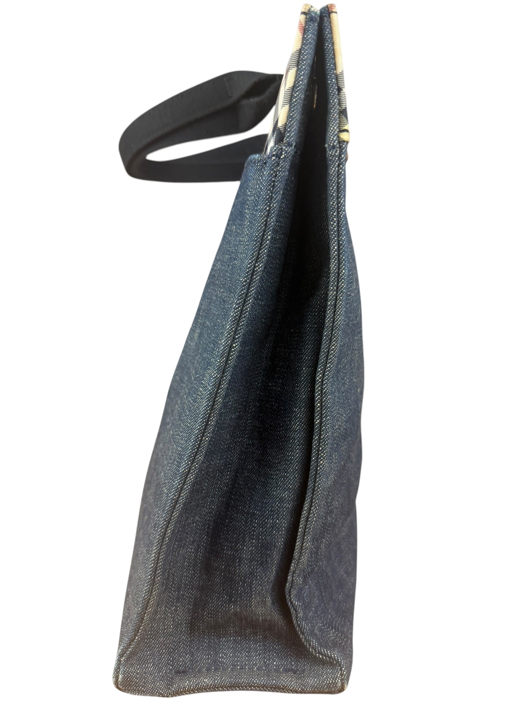 Burberry Vintage Blue Label Denim Nova Check Tote Bag