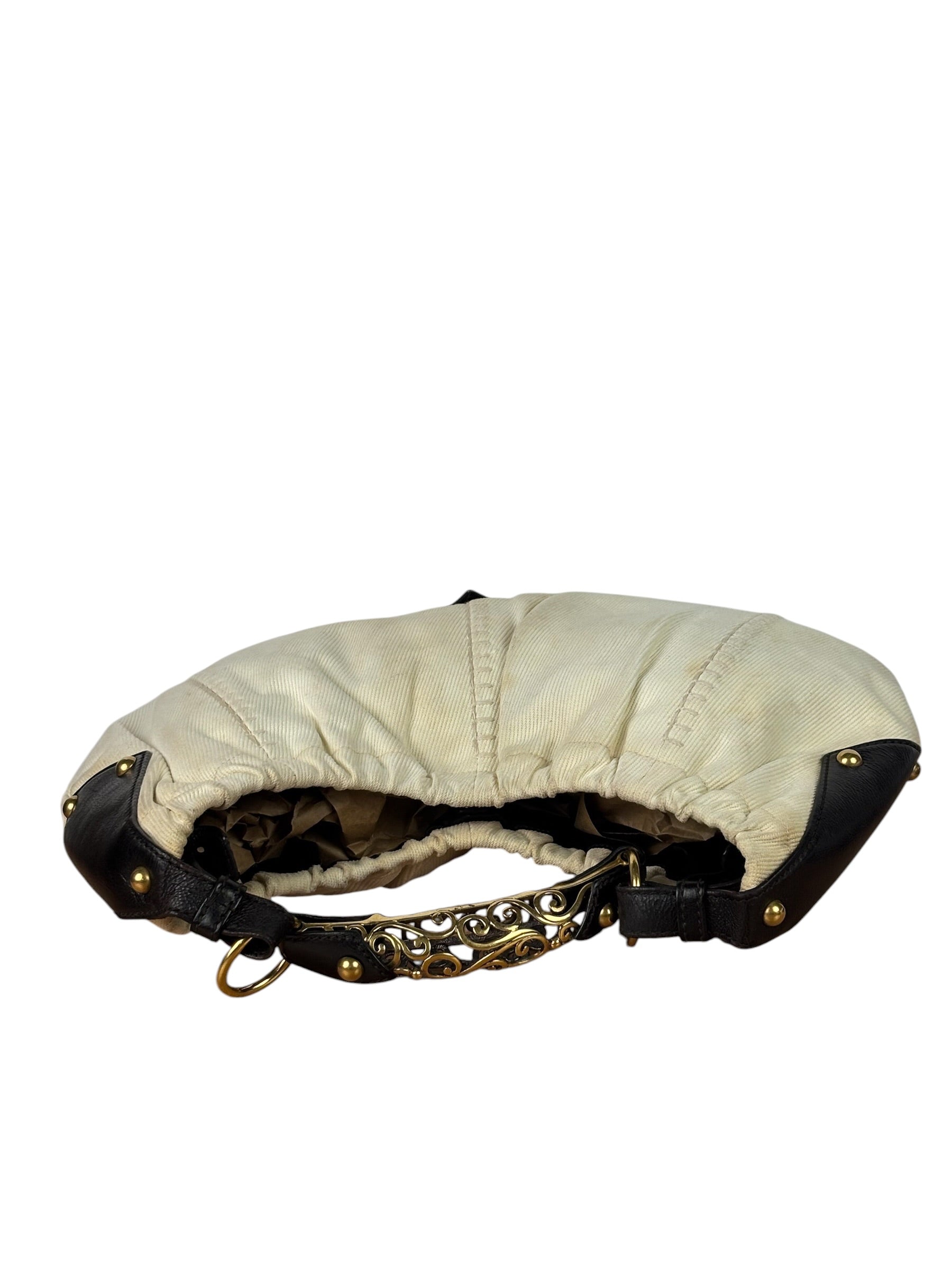 Saint Laurent White Canvas Mombasa Hobo Bag