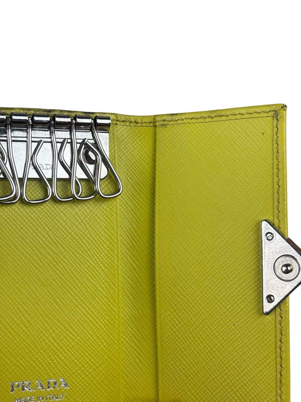 Prada Yellow Saffiano Leather Small Key Holder